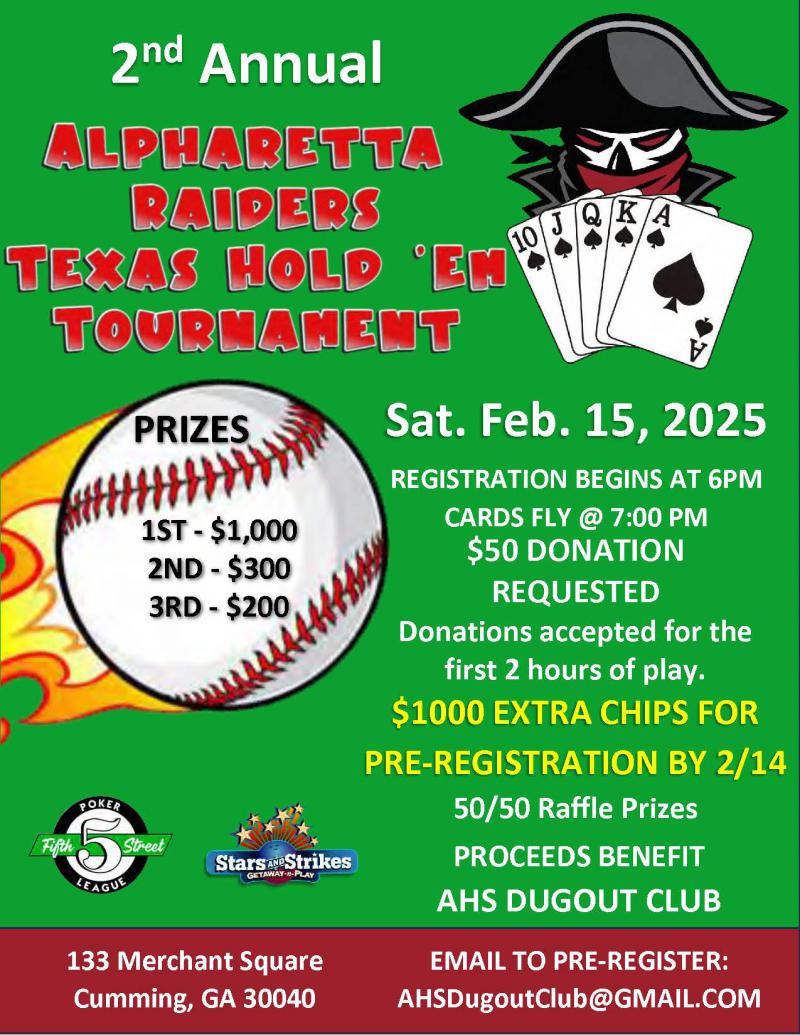 AHS Baseball Poker Fundraiser Tournament - Stars and Strikes at 5thstreetpoker.com